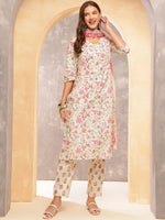 Thumbnail for Anouk Women Floral Printed Regular Pure Cotton Kurta with Trousers & With Dupatta