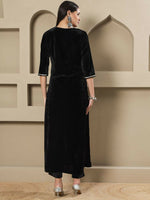 Thumbnail for Joban Fashion Women Black Velvet Hand Embellishment Stitched Kurta Set - Distacart