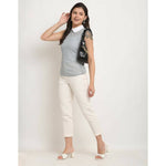 Thumbnail for Aastha Fashion Women's Grey Georgette Solid Casual Top - Distacart