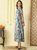 Thumbnail for Myshka Women's Multi Printed Velvet Party Dress - Distacart