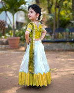 Thumbnail for Jyoti Fashion Classy Yellow Heavy Chenille Sequins Embroidered Kids Lehenga Choli Set - Distacart