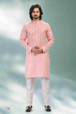 Thumbnail for Raivat Ethnic Linen Cotton Pintux Work Kurta Pajama In Pink Colour - Dista