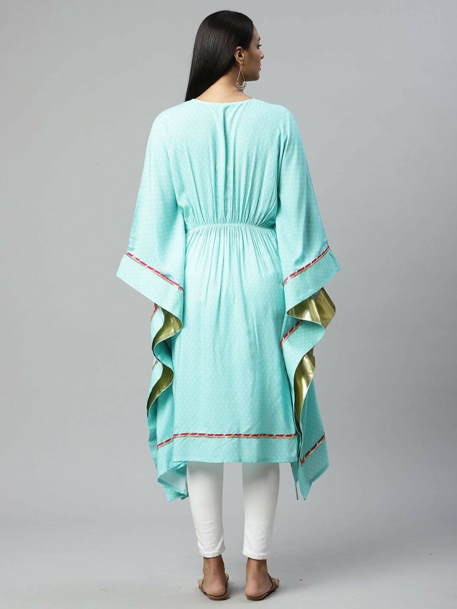 Ahalyaa Womens Blue Rayon Printed Kaftan - Distacart