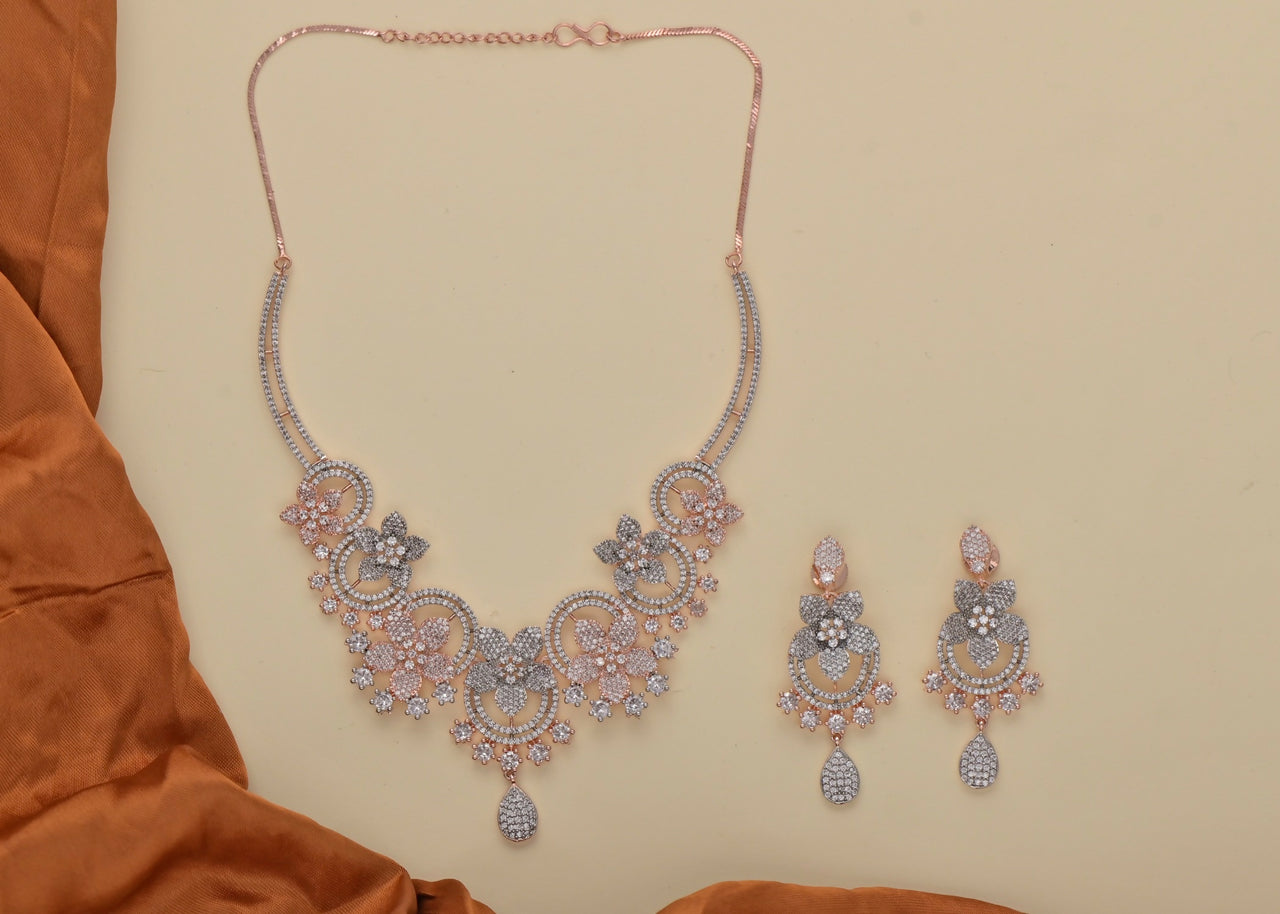 Joban Fashion Women Brass Golden White Ad Necklace Set - Distacart