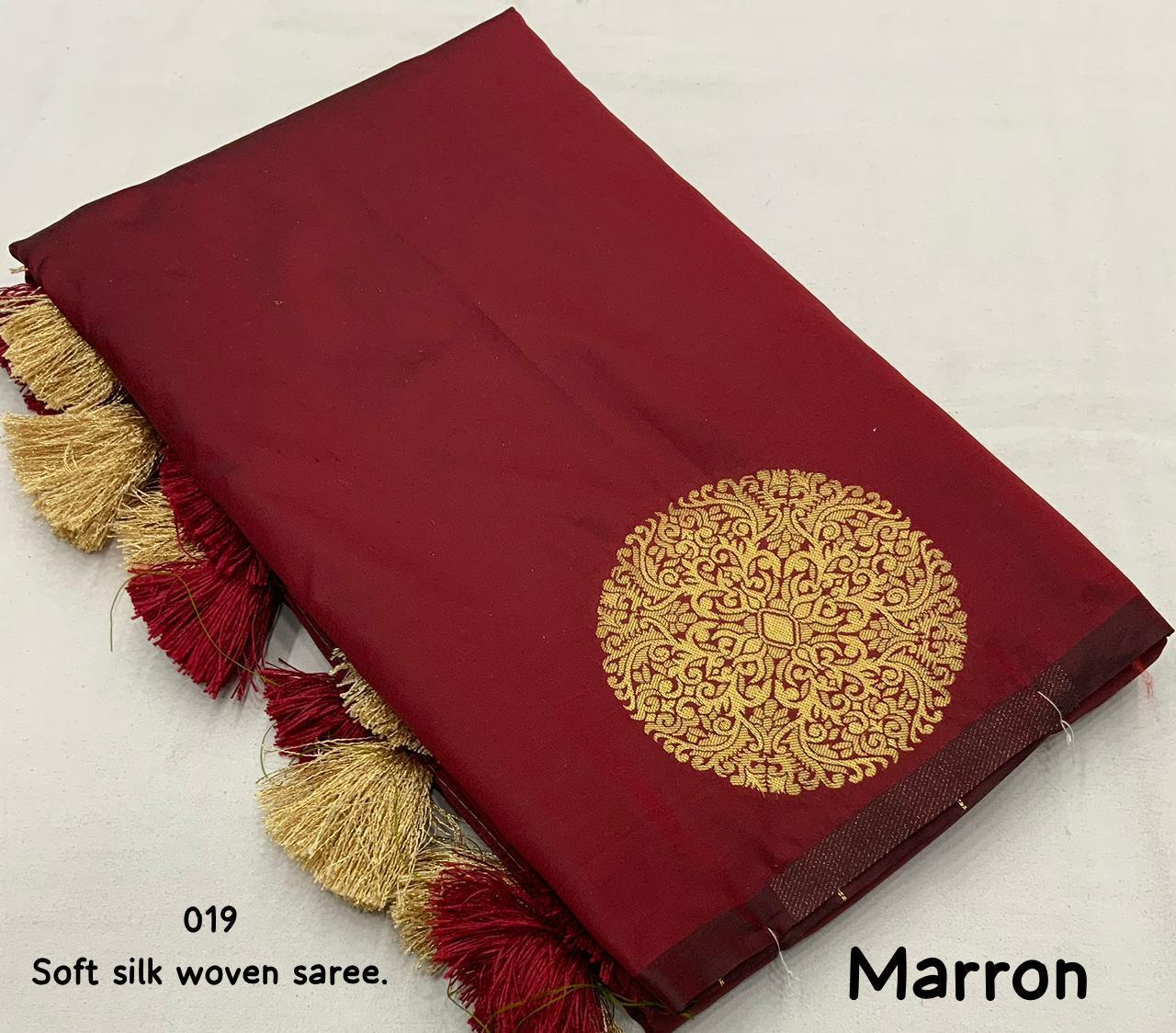 Maroon Silk Woven Saree with Unstitched Blouse - Hiral Fashion - Distacart