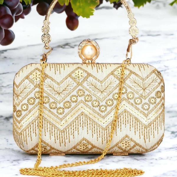 Joban Fashion Bridal Hand Clutch For Women & Young Girls - Golden - Dista