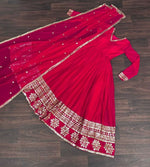 Thumbnail for Aastha Fashion Women's Rani Pink Faux Georgette Sequins Embroidered Anarkali Dress with Dupatta - Distacart