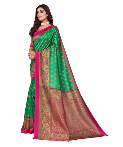 Vamika Green Printed Art Silk Saree - Distacart