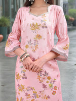 Thumbnail for Joban Fashion Pink Position Digital Print With Position Foil Kurta Set