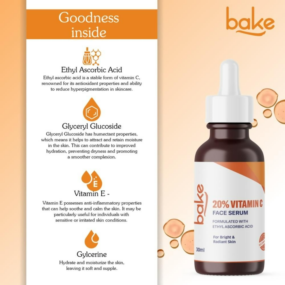 Bake 20% Vitamin C Face Serum With Ethyl Ascorbic Acid - Distacart
