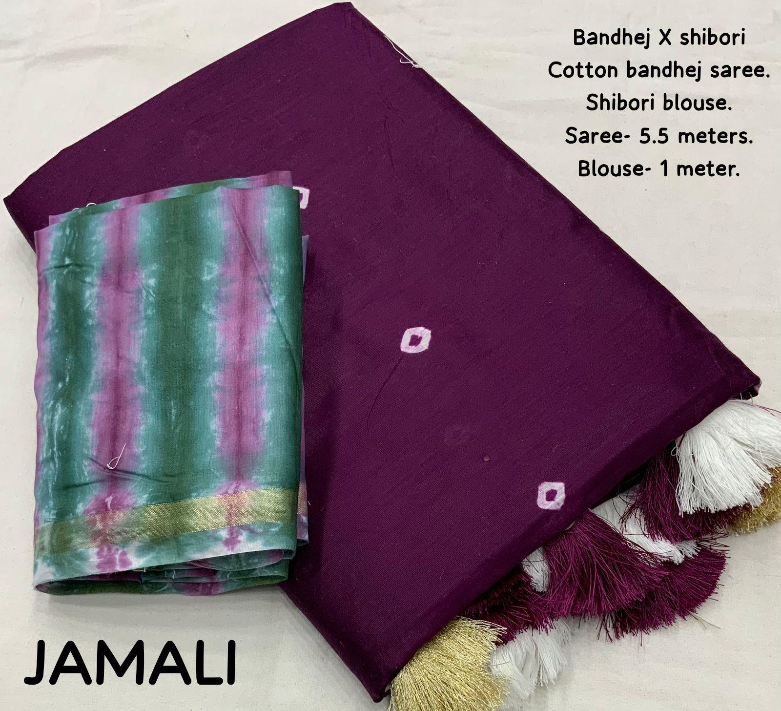 Purple Chanderi Cotton Block Print Saree with Unstitched Blouse - Hiral Fashion - Distacart