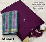 Thumbnail for Purple Chanderi Cotton Block Print Saree with Unstitched Blouse - Hiral Fashion - Distacart