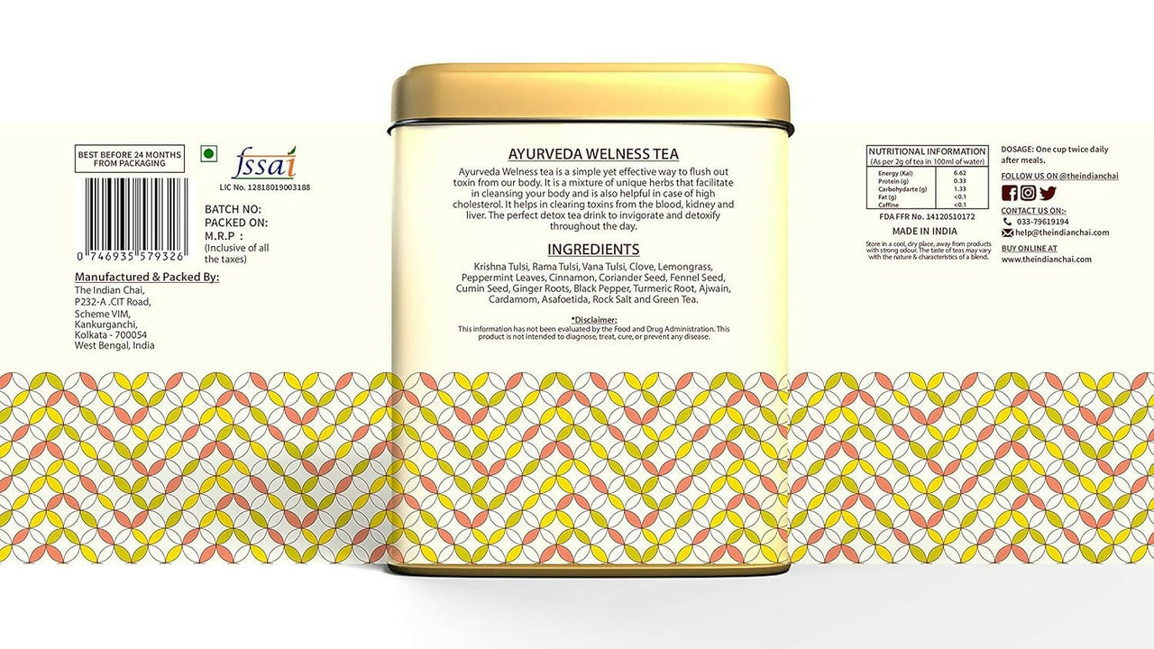 The Indian Chai - Ayurveda Wellness Tea 30 Pyramid Tea Bags - Distacart
