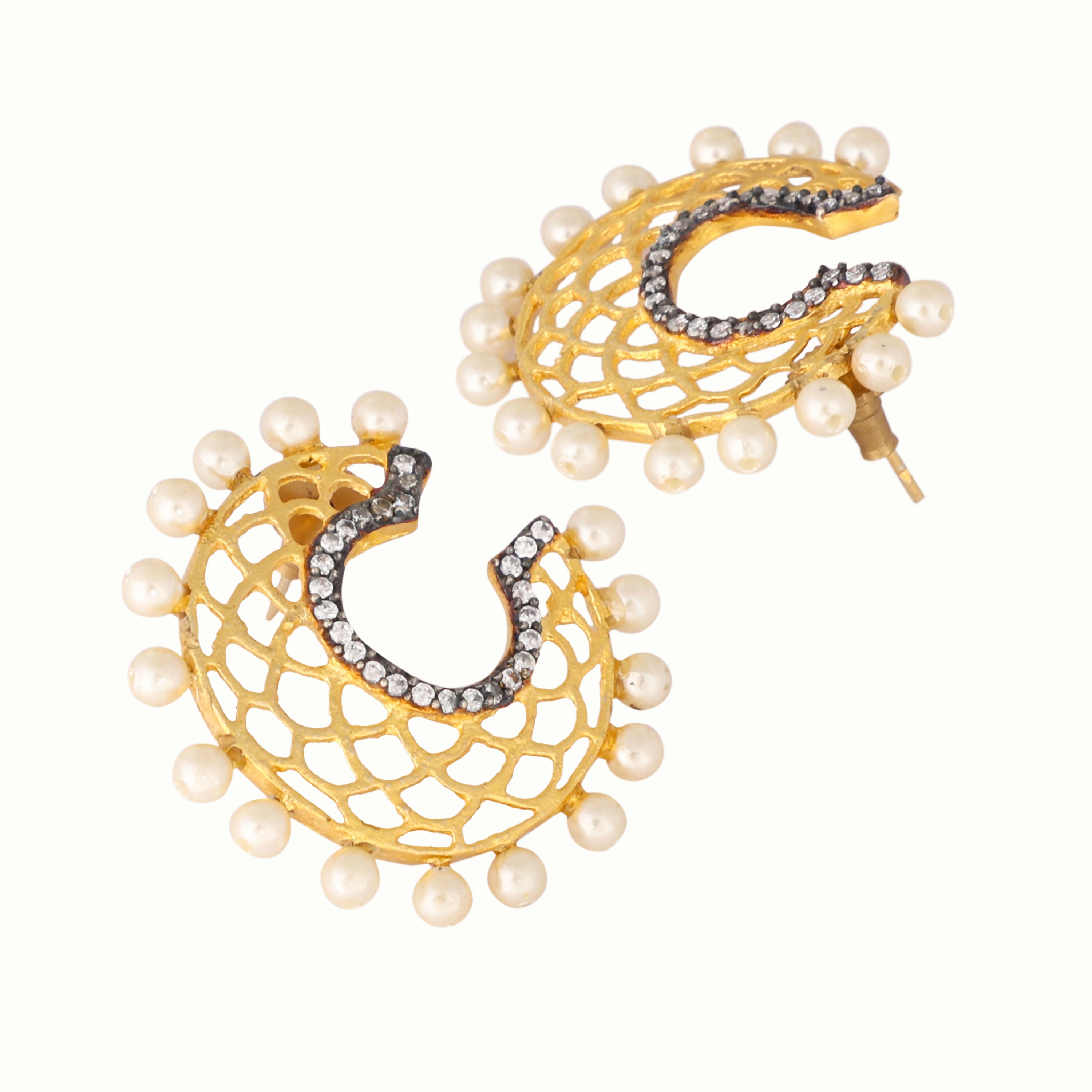 Nuyug 22K Gold Plated Celestial Filigree Earrings