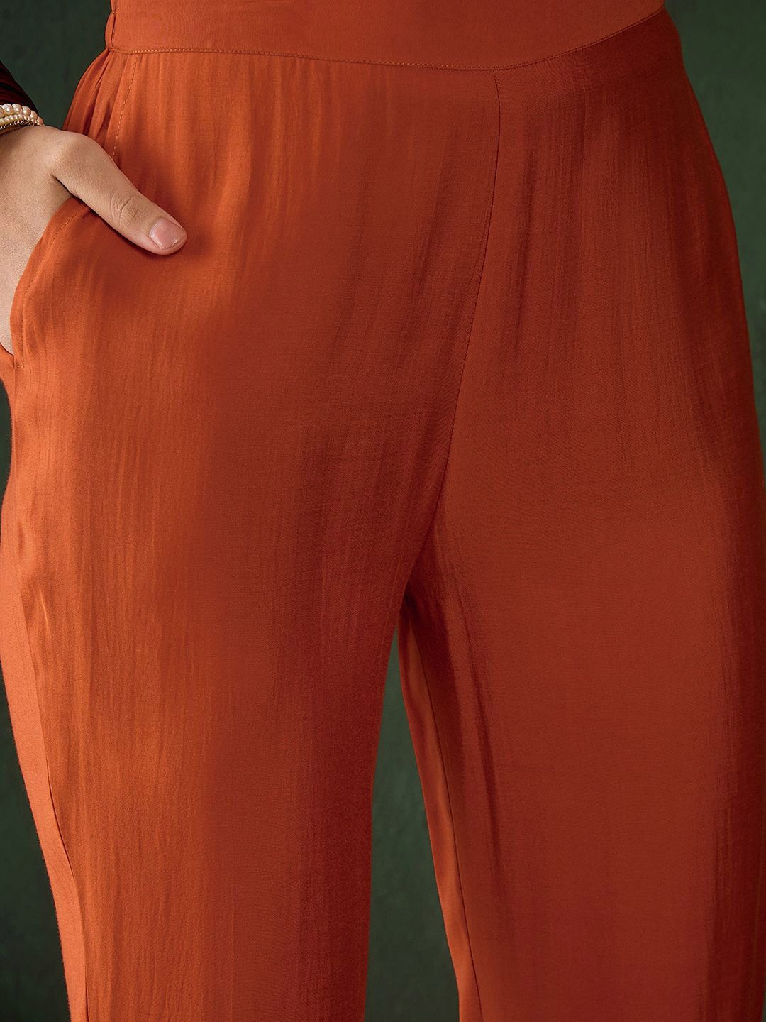 Sangria Embroidered A-Line Kurta & Trousers With Dupatta
