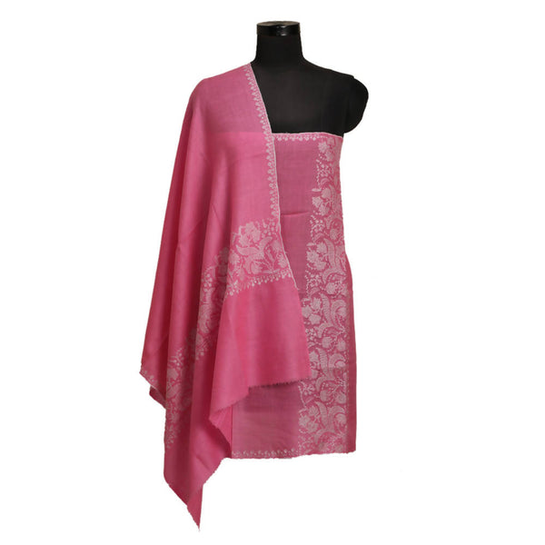 Nizalia Handmade Paper Mache Soozni Work Pink Pashmina