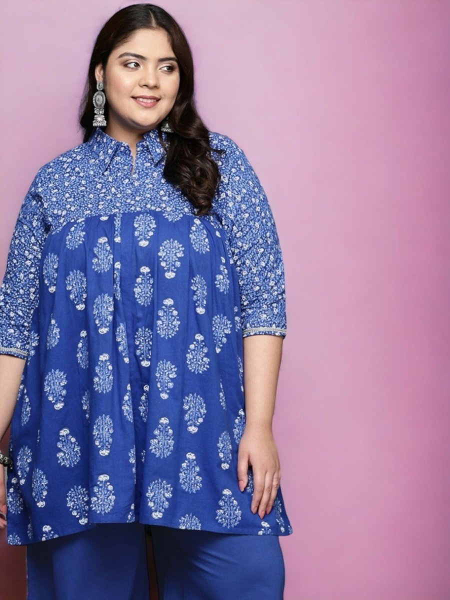 Ahalyaa Women's Traditional wear Tunic - Indigo blue - Distacart