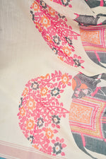 Thumbnail for Vastranavya Cream Digital Printed Linen Ready To Wear Designer Saree with Unstitched Blouse - Distacart