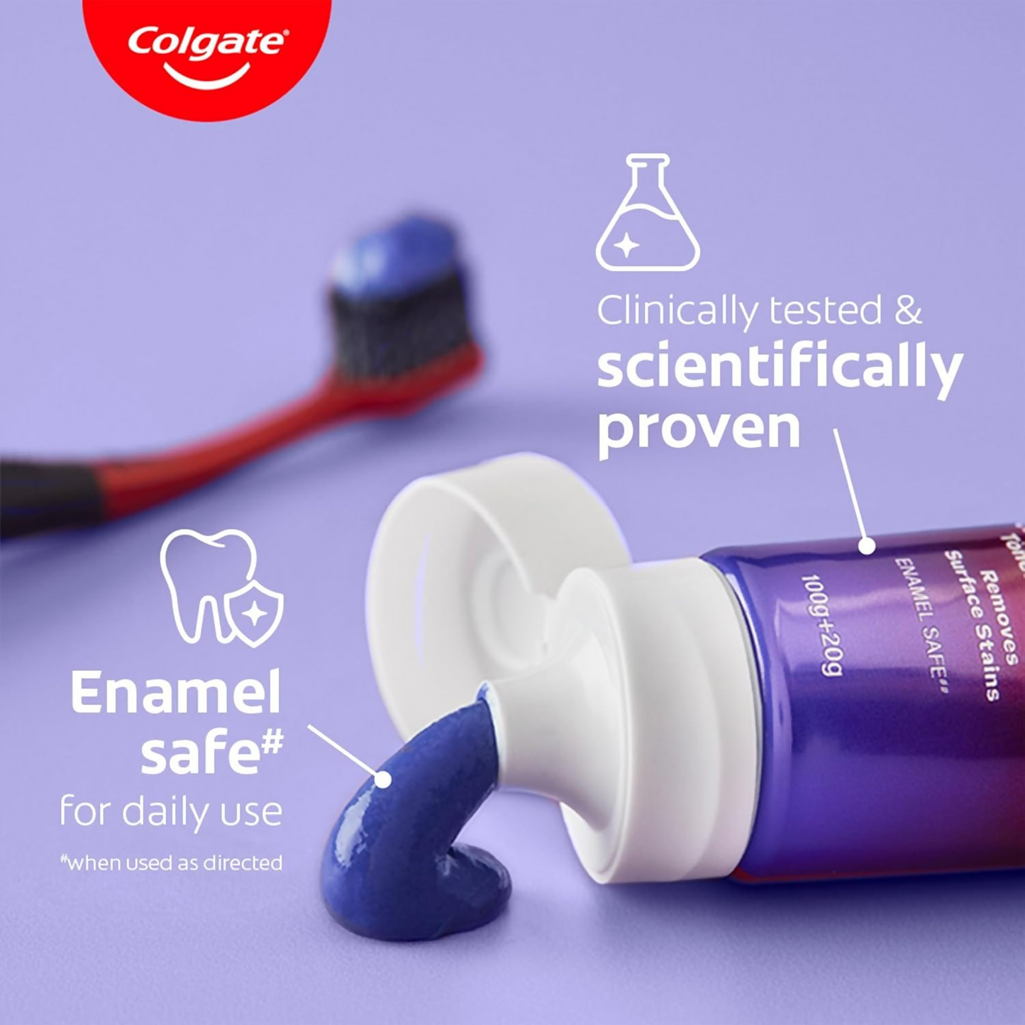 Colgate Visible White Purple Toothpaste For Teeth Whitening Helps Remove Surface Stains, Whitens Yellow - Distacart