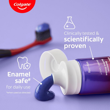Colgate Visible White Purple Toothpaste For Teeth Whitening Helps Remove Surface Stains, Whitens Yellow - Distacart
