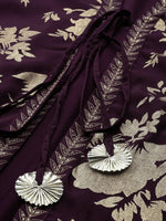 Thumbnail for Ahalyaa Women Burgundy Floral Fit & Flare Maxi Ethnic Dress - Distacart