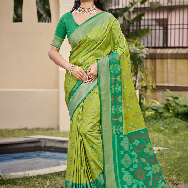 Astita Pochampalli Silk Light Green Saree