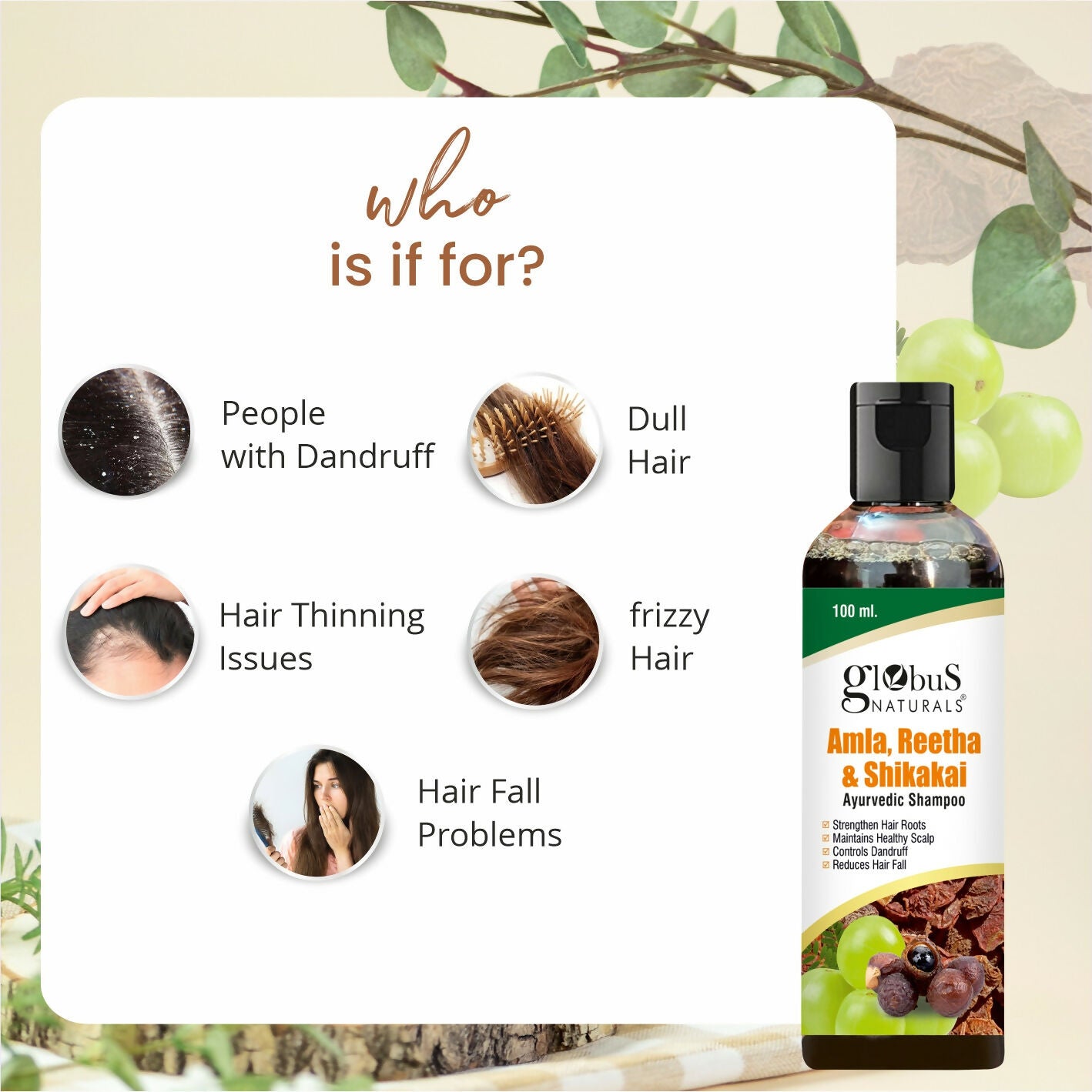 Globus Naturals Amla Reetha Shikakai Shampoo - Distacart