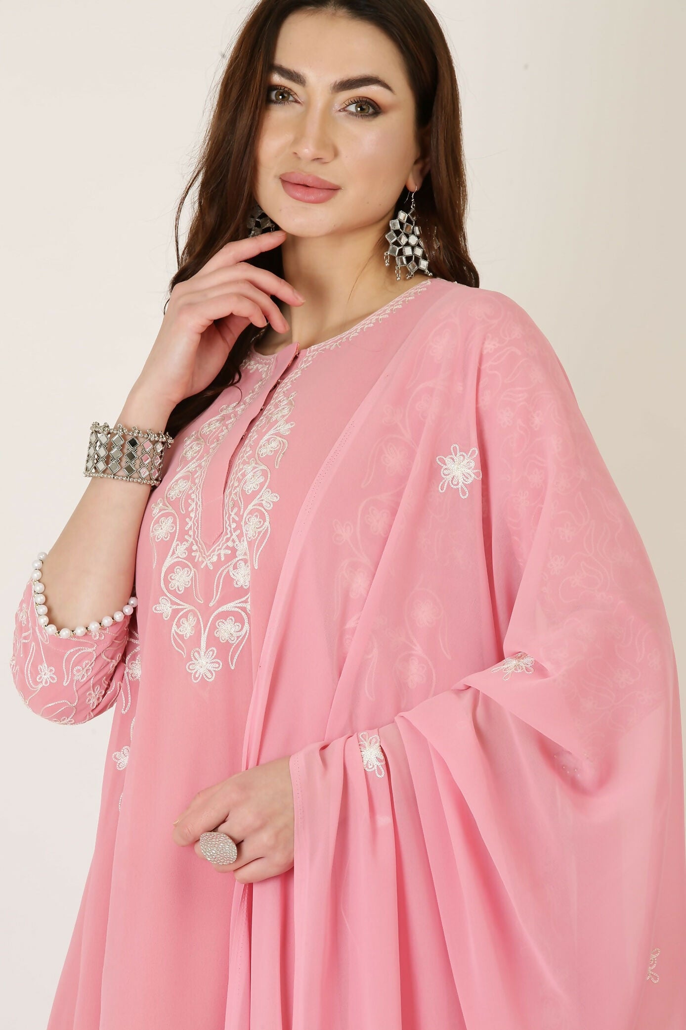 Joban Fashion Pink Georgette Kurta Set