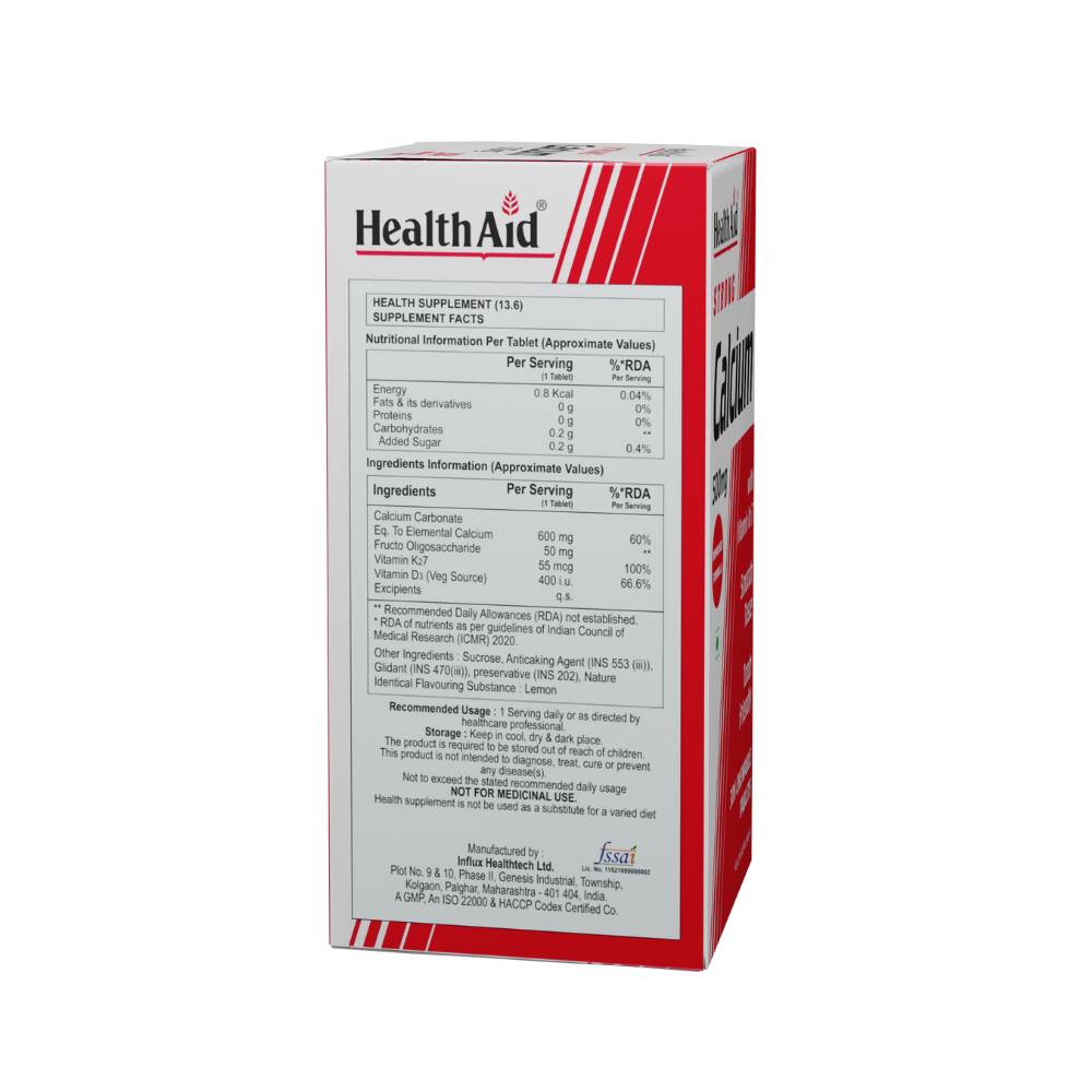 HealthAid Strong Calcium 500 mg Chewable Tablets - Distacart