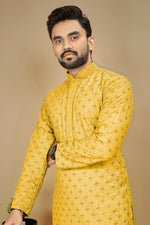 Thumbnail for Anaita Yellow Embroidered Rayon Straight Kurta - Distacart