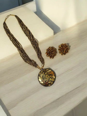 Inhanns All-Day Statement Beaded Necklace Set - Gold - Distacart