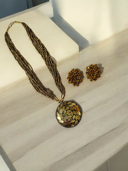 Inhanns All-Day Statement Beaded Necklace Set - Gold - Distacart