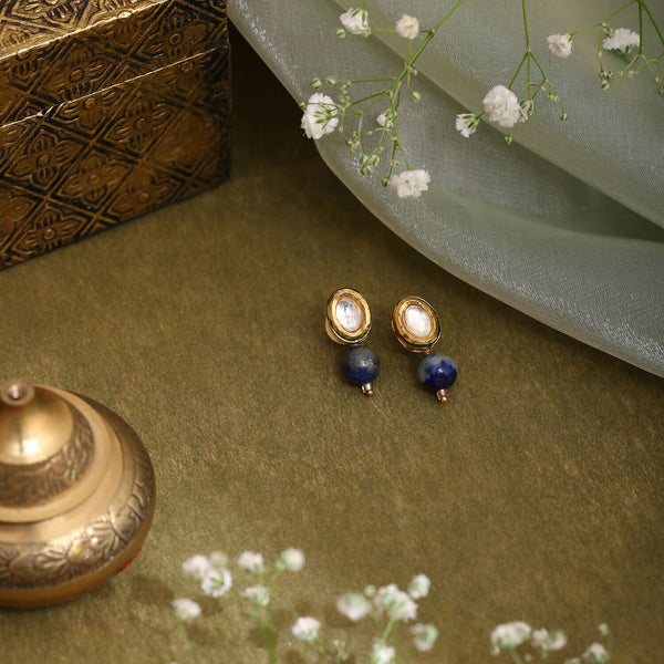 Ruby Raang Blue Lapis Lazuli Kundan Studs