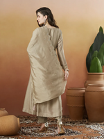 Thumbnail for The52 Chiku Women's Beautiful Vichitra Silk Fabric Embroidered Work Flared Anarkali Pant and Dupatta Set - Distacart