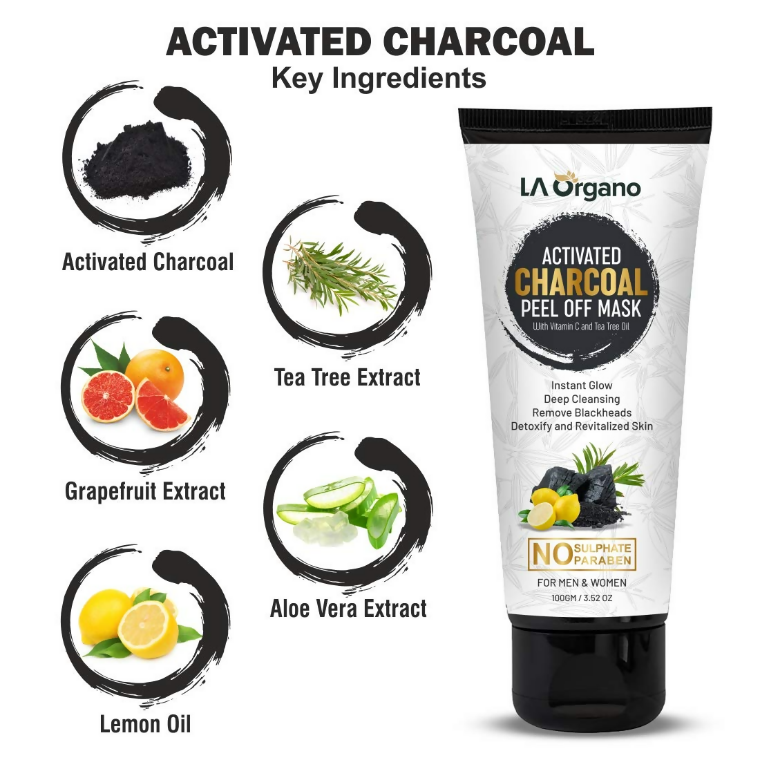 LA Organo Blackhead Remover Activated Charcoal Peel Off Mask - Distacart
