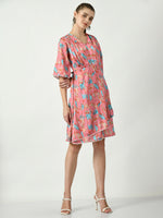 Thumbnail for Myshka Women's Pink Printed Dress - Distacart