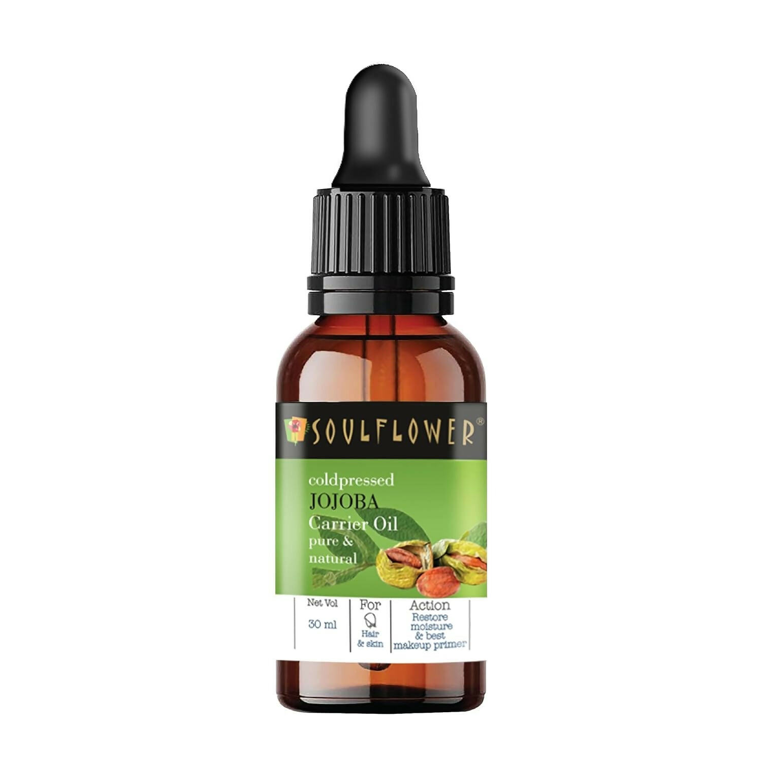 Soulflower Cold-Pressed Virgin Jojoba Carrier Oil For Hair Oil, Skincare, Face & Body - Distacart