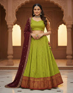 Thumbnail for Teeya Creation New Womens Latest Embroidered Designer Lehenga Choli Set - Parrot-Green - Dista