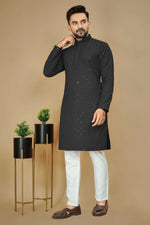 Thumbnail for Anaita Black Embroidered Rayon Straight Kurta - Distacart