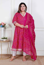 Thumbnail for Miravan Plus Size Women'S Bandhani Ethnic Anarkali Kurta And Dupatta - Distacart