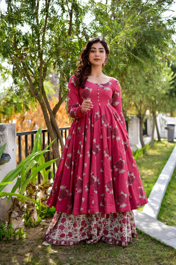 Jyoti Fashion Women's Rani Pink Cotton Silk Heavy Digital Printed Kurta Plazo Set - Distacart