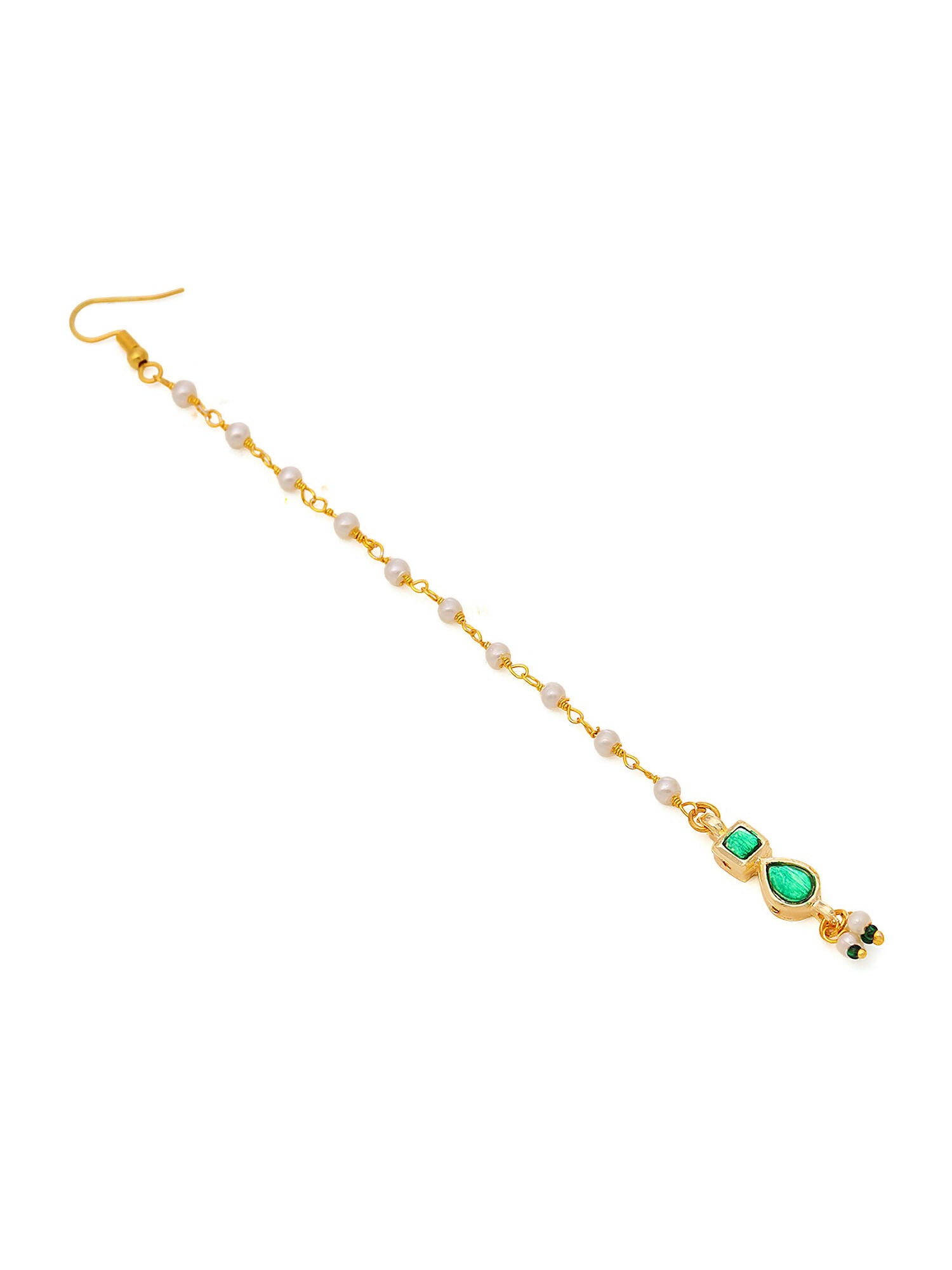 Ruby Raang Green Meenakari Kundan Maang Tikka