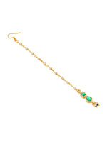 Thumbnail for Ruby Raang Green Meenakari Kundan Maang Tikka