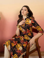 Thumbnail for Anouk Floral Printed Mandarin Collar Straight Kurta