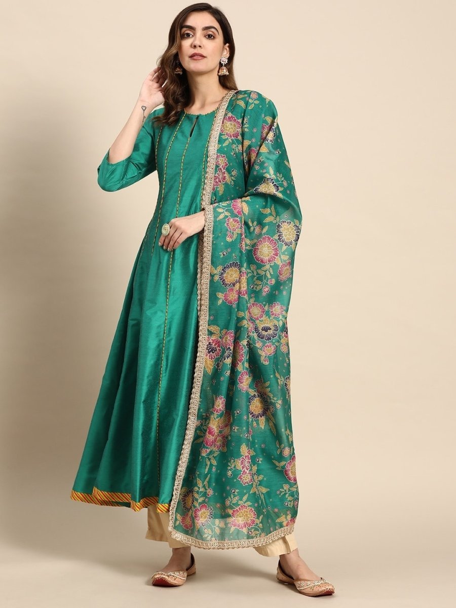 All About You Women Keyhole Neck A-Line Kurta & Dupatta - Distacart