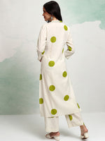 Thumbnail for Vishudh Geometric Printed Thread Work V-Neck Straight Kurta With Palazzos