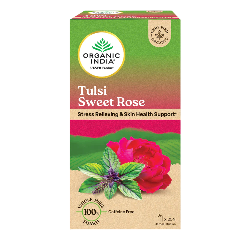 Organic India Tulsi Sweet Rose 25 Tea Bags - Distacart