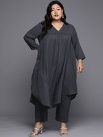 Thumbnail for Sztori Plus Size V Neck A Line Kurta With Trouser - Distacart