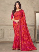 Thumbnail for Anouk Abstract Printed Zari Pure Chiffon Bagru Saree - Distacart