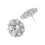 Thumbnail for Nuyug Rhodium-Plated Zircon Studded Floral Statement Stud Earrings